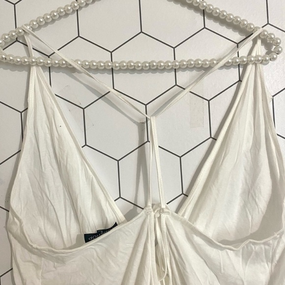 Topshop White Pom Pom Trim Faux Wrap Sleeveless Beach Romper SIZE MEDIUM - Picture 6 of 8